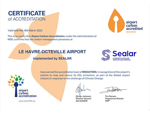 ACA Certificate Europe 2022-2023 Level 2 Reduction Le Havre-Octeville Airport